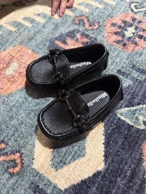 Kids Black Leather Loafers